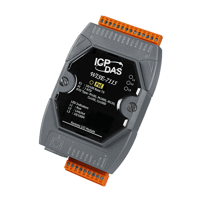 WISE-7115 Intelligent I/O Module with 7-channel RTD Input with 3-wire RTD Lead Resistance Elimination
