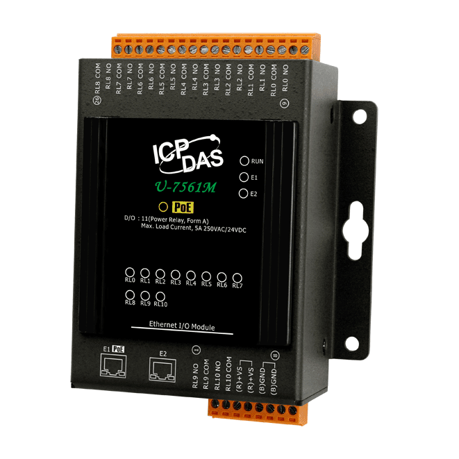 U-7561M OPC UA I/O Module with 11-channels Power Relay and 2-port Ethernet Switch
