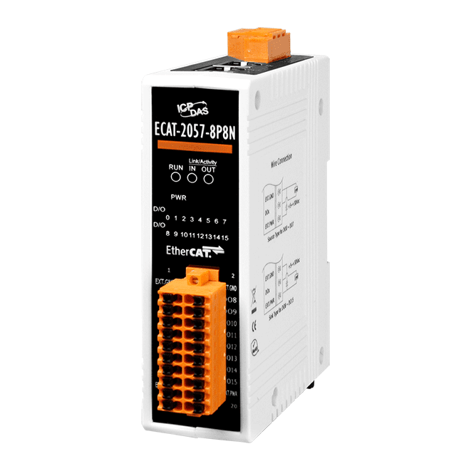 ECAT-2057-8P8N EtherCAT Slave I/O Module with Isolated 8-ch PNP-type & 8-ch NPN-type DO