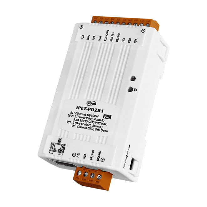 tPET-PD2R1 Tiny PoE Ethernet Module with 2-ch Dry Contact DI and 1-ch Power Relay