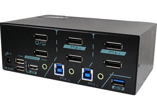 PAAG-E3122B 2 Ports 8K Dual Monitor DisplayPort 1.4 KVM Switch With USB 3.2 Gen 1, Audio & Hotkey Control