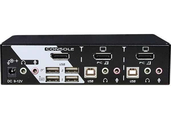 PAAG-112 2 Ports 4K DisplayPort KVM Switch with USB 2.0, Two-Way Audio
