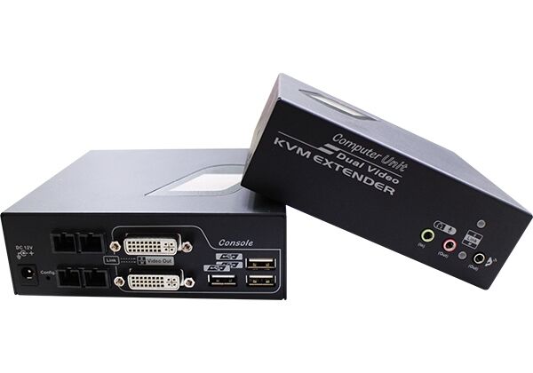 FXXDA-M043 Dual Video DVI KVM Extender over SC Multi-Mode Fiber with Audio, IR, 1KM