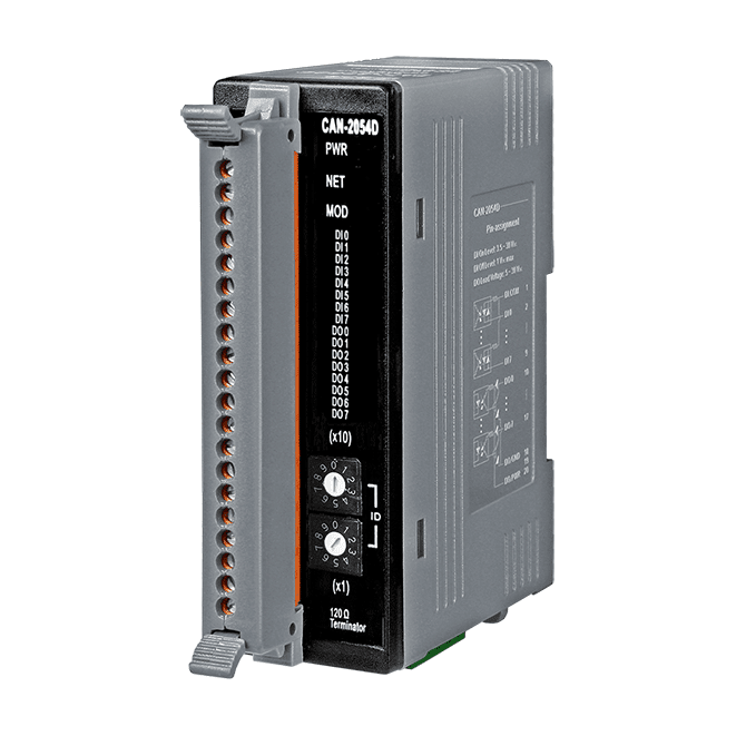 CAN-2054D DeviceNet Slave Module with 8-channel Isolated (Wet) DI & 8-channel Isolated (Sink, NPN) DO