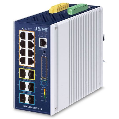 IGS-6329-8UP2S4X Industrial L3 8-Port 10/100/1000T 802.3bt PoE + 2-Port 1G/2.5G SFP + 4-Port 10G SFP+ Managed Ethernet Switch
