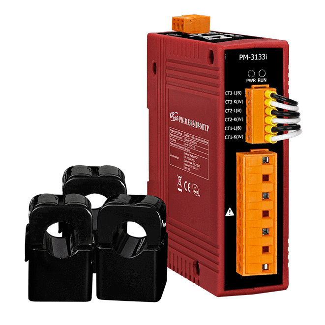 PM-3133i-240P-MTCP Modbus TCP, Isolated 3-phase power meter; includes 200A CT (Inside diameter 24 mm; wire lead 4 m) x 3