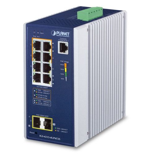 IGS-4215-4UP4T2S Industrial 4-Port 10/100/1000T 802.3bt PoE + 4-Port 10/100/1000T + 2-Port 100/1000X SFP Managed Switch