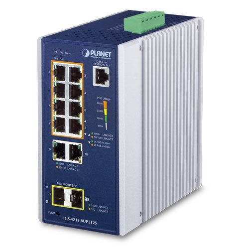 IGS-4215-8UP2T2S Industrial 8-Port 10/100/1000T 802.3bt PoE + 2-Port 10/100/1000T + 2-Port 100/1000X SFP Managed Switch