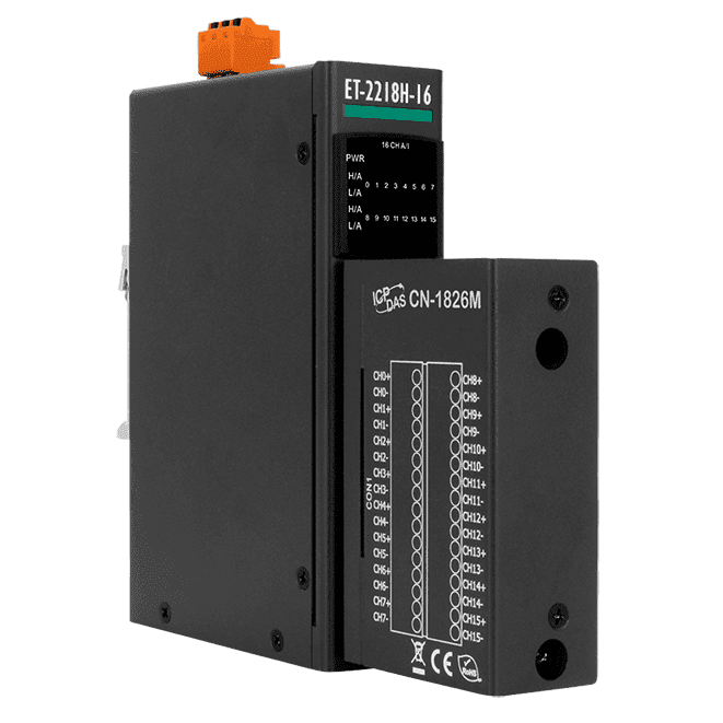 ET-2218H-16/S1Ethernet I/O Module with 16-ch High Speed Thermocouple Input, includes CN-1826M Daughter Board