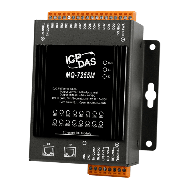 MQ-7255M MQTT I/O Module with 8-ch DI (dry, wet contact), 8-ch DO (source)