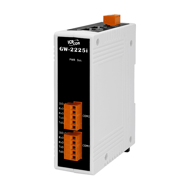 GW-2225i Modbus/TCP to RTU/ASCII Gateway with 2-port Ethernet switch & 2 Isolated RS-422/485 Ports