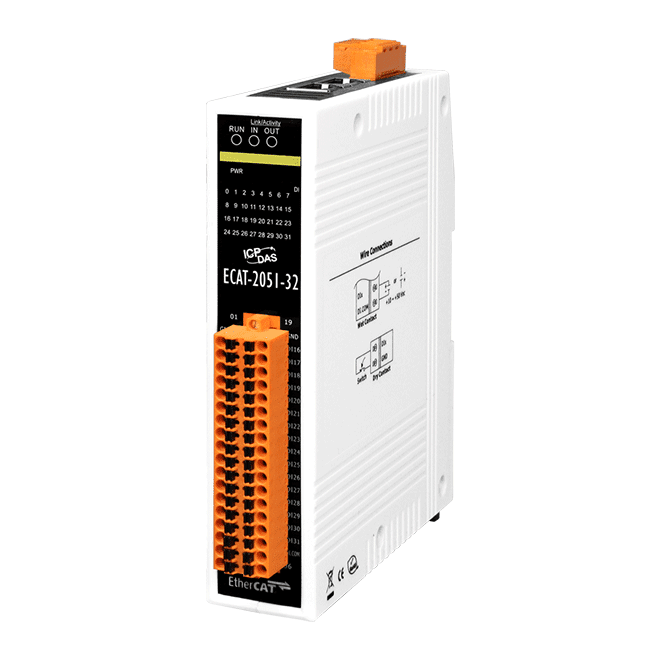 ECAT-2051-32 EtherCAT Slave I/O Module with Isolated 32-ch DI (Dry, Wet)