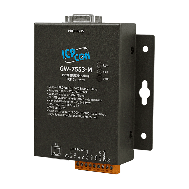 GW-7553-M PROFIBUS to Modbus TCP Gateway (with metal case)