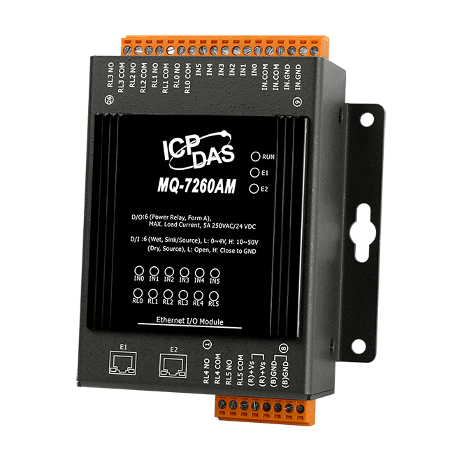 MQ-7260AM MQTT I/O Module with 6-ch DI (Dry, Wet) and 6-ch Power Relay
