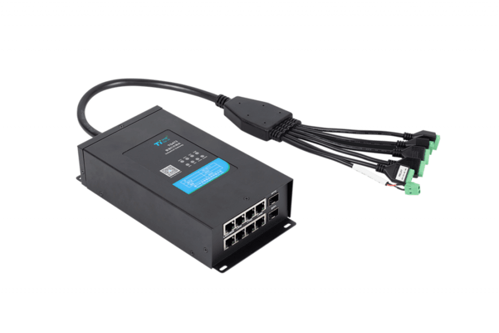 TG473-NR 5G NR Smart Pole Gateway with 2.4G WIFI, 2-SFP, 8-RJ45, 1-RS232, 2-RS485, 3-DI, 3-Relay and 2-DC Power Output