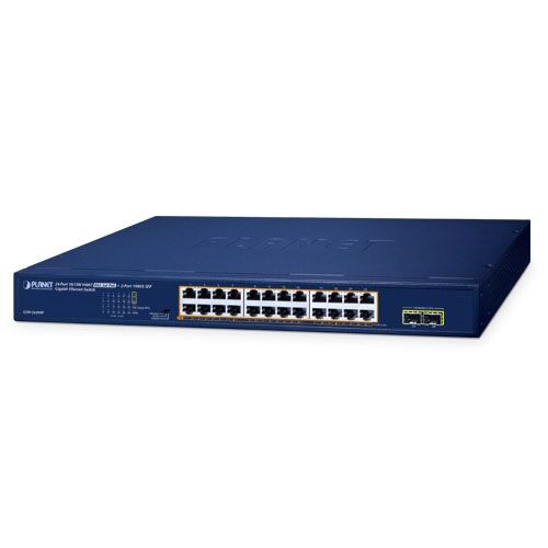 GSW-2620HP 24-Port 10/100/1000T 802.3at PoE + 2-Port 1000X SFP Gigabit Ethernet Switch