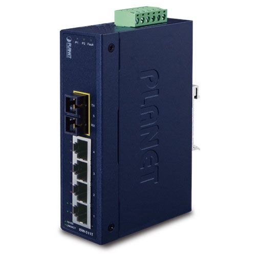 ISW-511TS15 4+1 100FX Port Single-mode Industrial Ethernet Switch - 15km (-40 ~ 75 degrees C operating temperature)