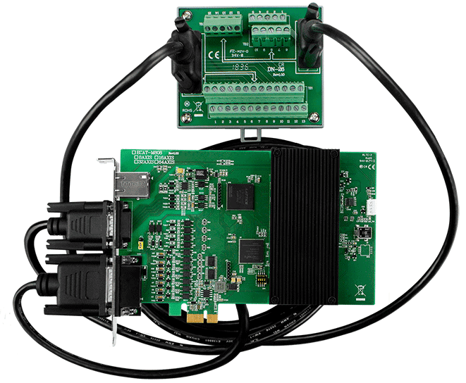 ECAT-M808-16AX PCI Express, 16-Axis EtherCAT MainDevice board with 13-ch DIO, 2-Axis Encoder (RoHS), with cable & daughter board