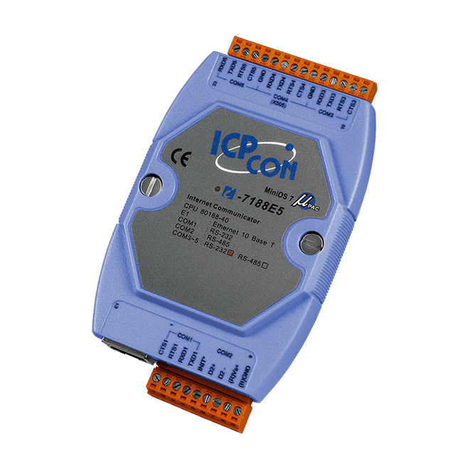 I-7188E5 Programmable Ethernet to 5x serial ports converter (4x RS-232, 1x RS-485)