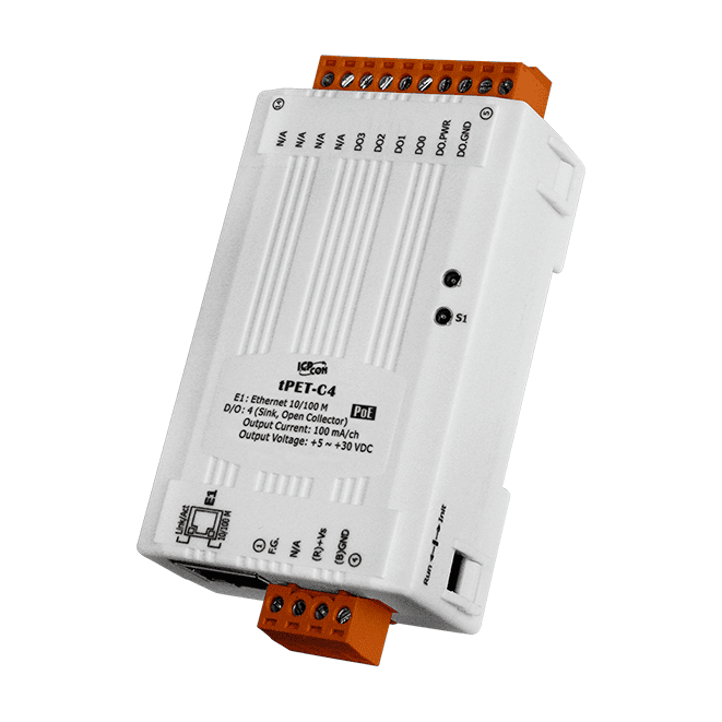 tPET-C4 4-ch Sink-type Digital Output Ethernet PoE module