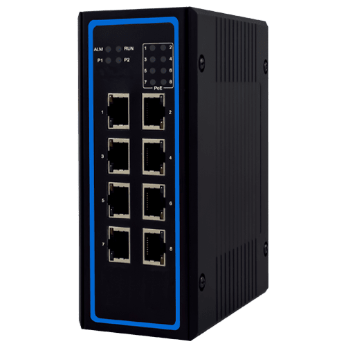 EHG6408-8PoE-24V 8-Port Unmanaged Gigabit Ethernet Switch with 8 PoE ports, 24 VDC PoE booster