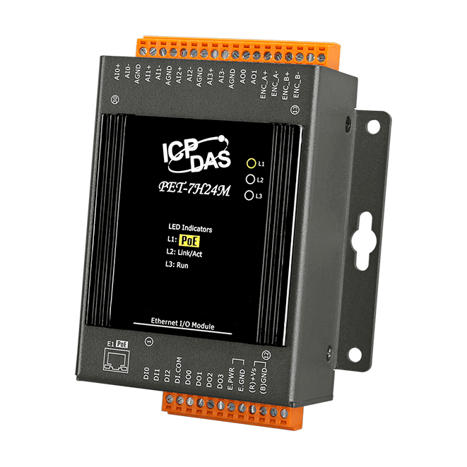 PET-7H16M Ethernet High Speed DAQ Module with 8-ch AI, 4-ch DI, 4-ch DO & PoE