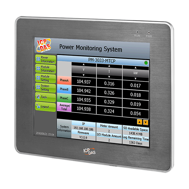 PMD-2201-EN IIoT Power Meter Concentrator with 7" Touch Panel
