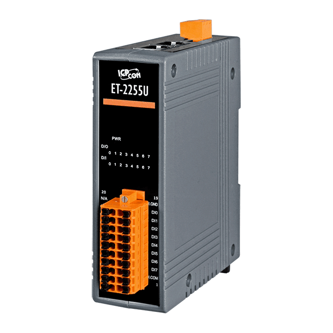 ET-2255U Ethernet I/O Module with 8-ch DI & 8-ch Sink/Source-type DO