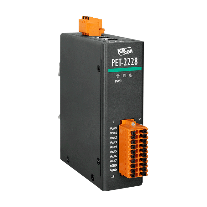 PET-2228 PoE Ethernet I/O Module, 12-bit with 8-ch Analog Output