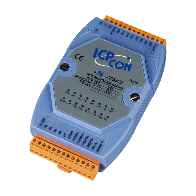I-7055D 8-ch Isolated (Dry, Wet) DI & 8-ch Isolated (Source, PNP, 10~40 VDC) DO Module with LED Display