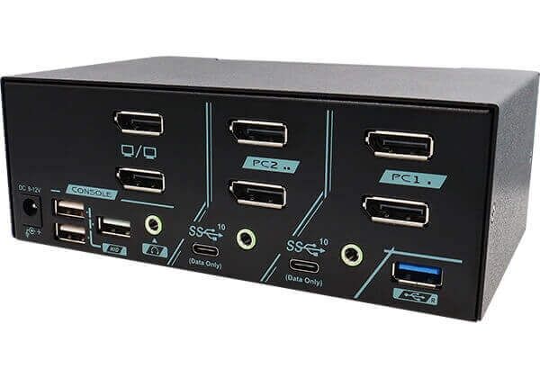 PAAG-ET3122B 2 Ports Dual Monitor 8K DisplayPort 1.4 KVM Switch With USB 3.2 Gen 2, Audio, & Hotkey Control for Gaming