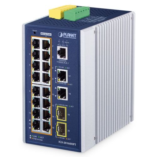 IGS-20160HPT Industrial L3 16-Port 10/100/1000T 802.3at PoE + 2-Port 10/100/1000T + 2-Port 1G/2.5G SFP Managed Ethernet Switch