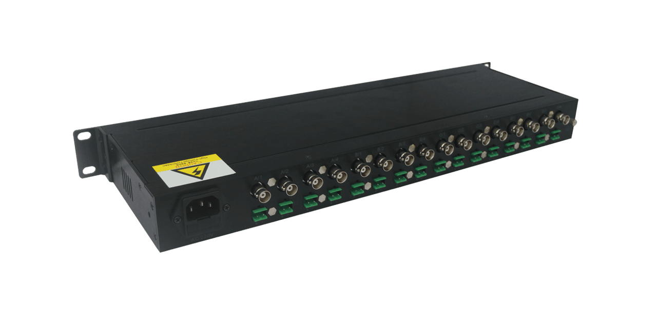 OT-PLC601/PDU 16-Ch Ethernet Extender Hub over 2-wire up to 1000m (19-inch rack installation)