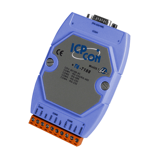 I-7188/DOS/512 Serial PAC with 80188-40 CPU, ROM-DOS, 512KB Flash, 256KB SRAM (Blue Cover)